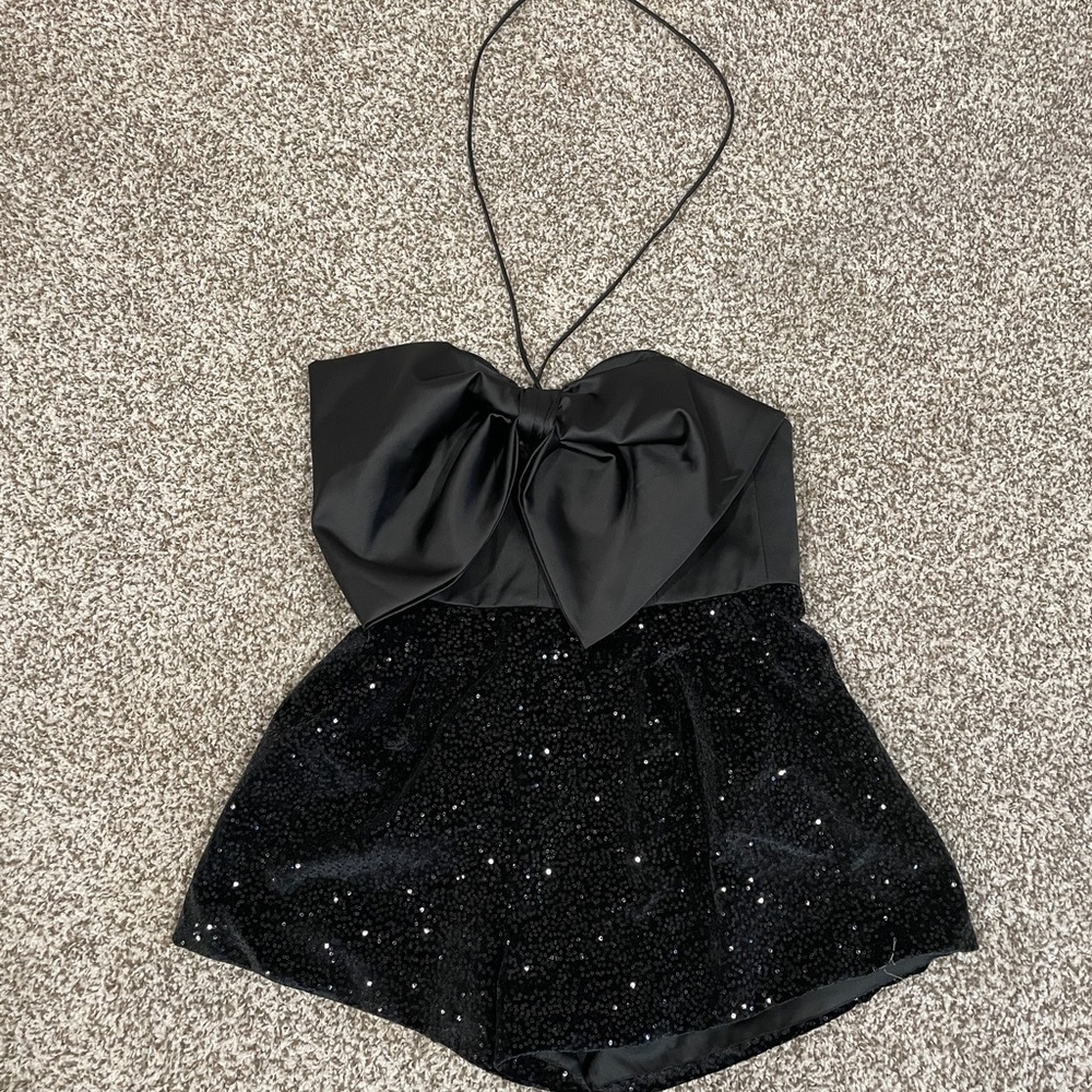 Zara romper black bow and sequins